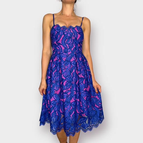 Lilly Pulitzer Dresses & Skirts - Lilly‎ Pulitzer Blue Hot Pink Lace Dress